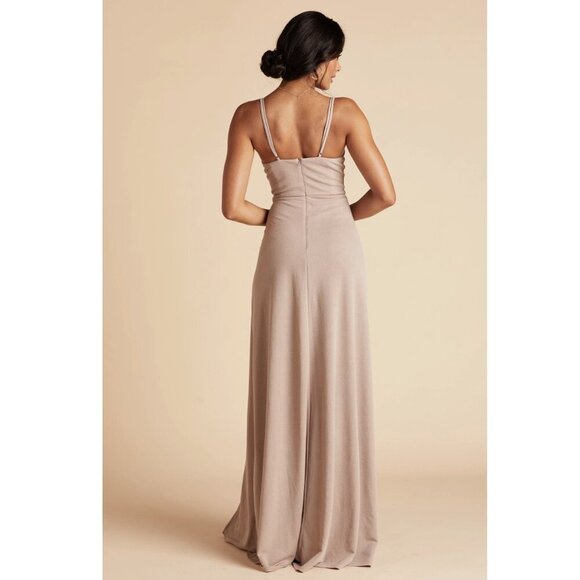 Birdy Grey Ash Crepe Bridesmaid Long Maxi Dress in Taupe Size XS ****Altered Hem - Picture 2 of 8